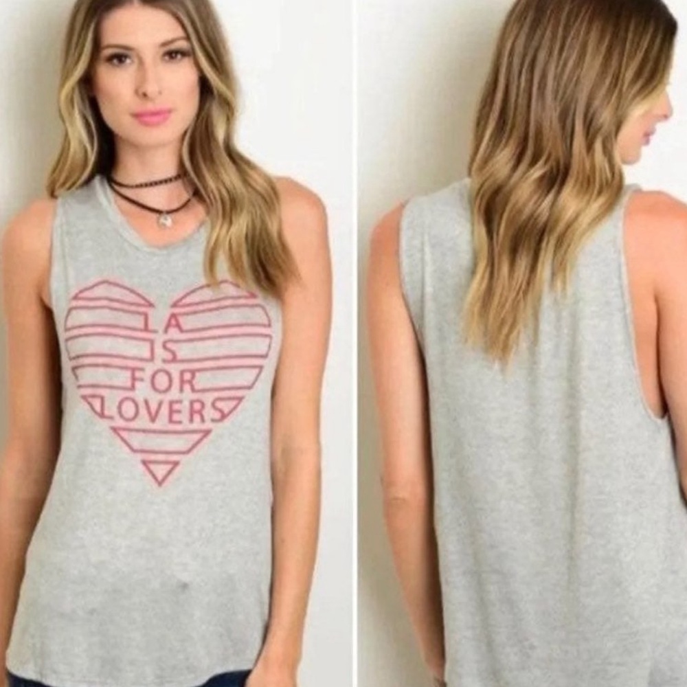 Basic grey graphic print tank size small nwot